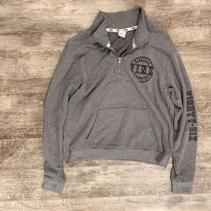 PINK VS Gray Quarter Zip Up Sweater